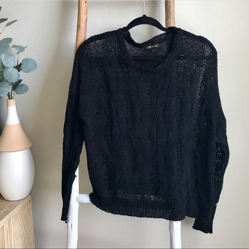 Tobi Distressed Black Sweater
